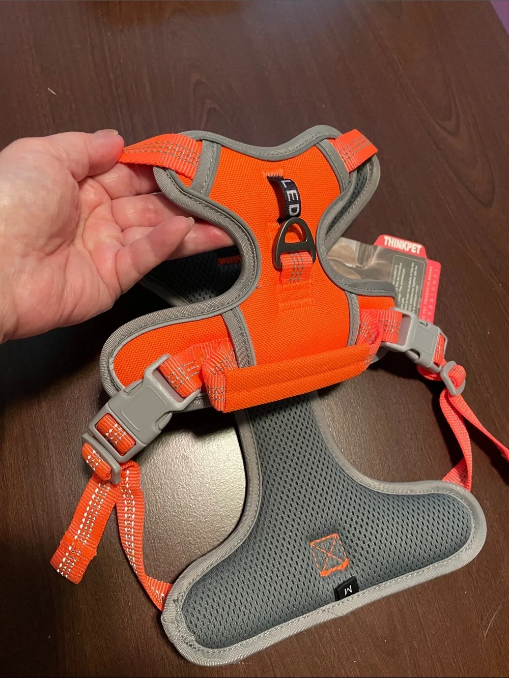 THINKPET No-Pull Dog Harness size M Orange Gray
